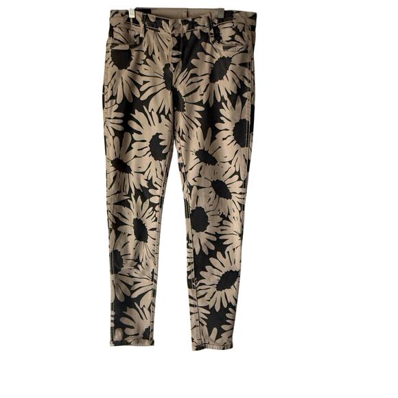 Bleulab Reversible Skinny Jeans Floral Beige‎ Black Print Size 28 Y2K Statement - Picture 1 of 9